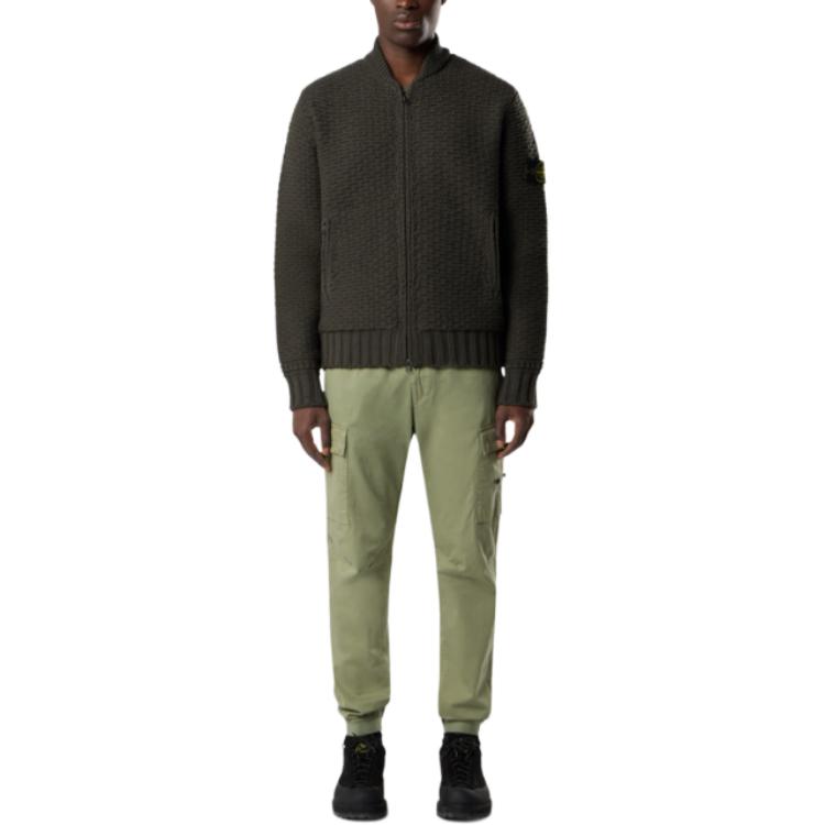 Толстовка PURE WOOL в стиле Bomber с карманами-молниями STONE ISLAND, зеленый — фото 4
