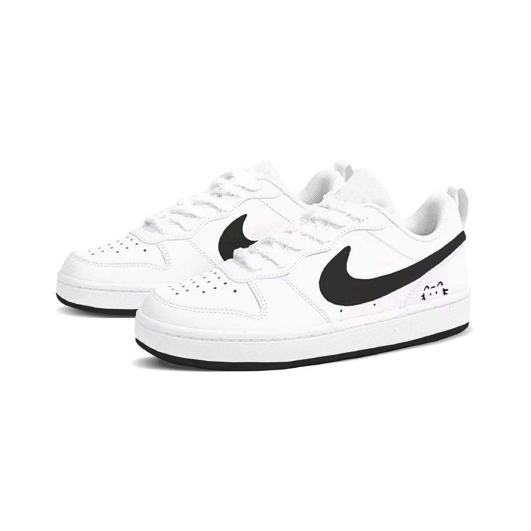 Nike Детские кроссовки для скейтбординга Court Borough Little Black Cat с амортизацией и дышащим верхом, низкие, для подростков — фото 3