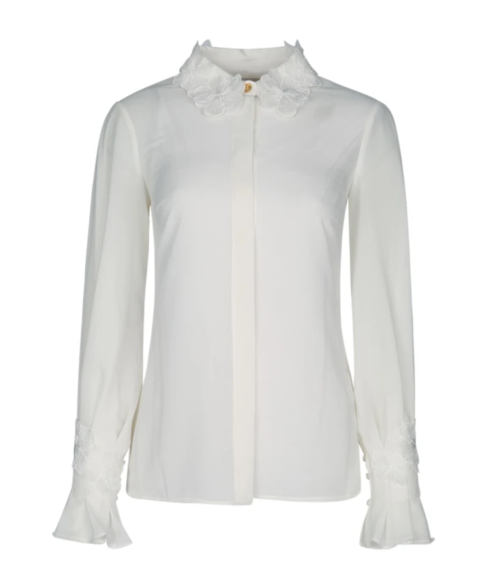 

Блузка с цветочным декором Elisabetta Franchi, белый