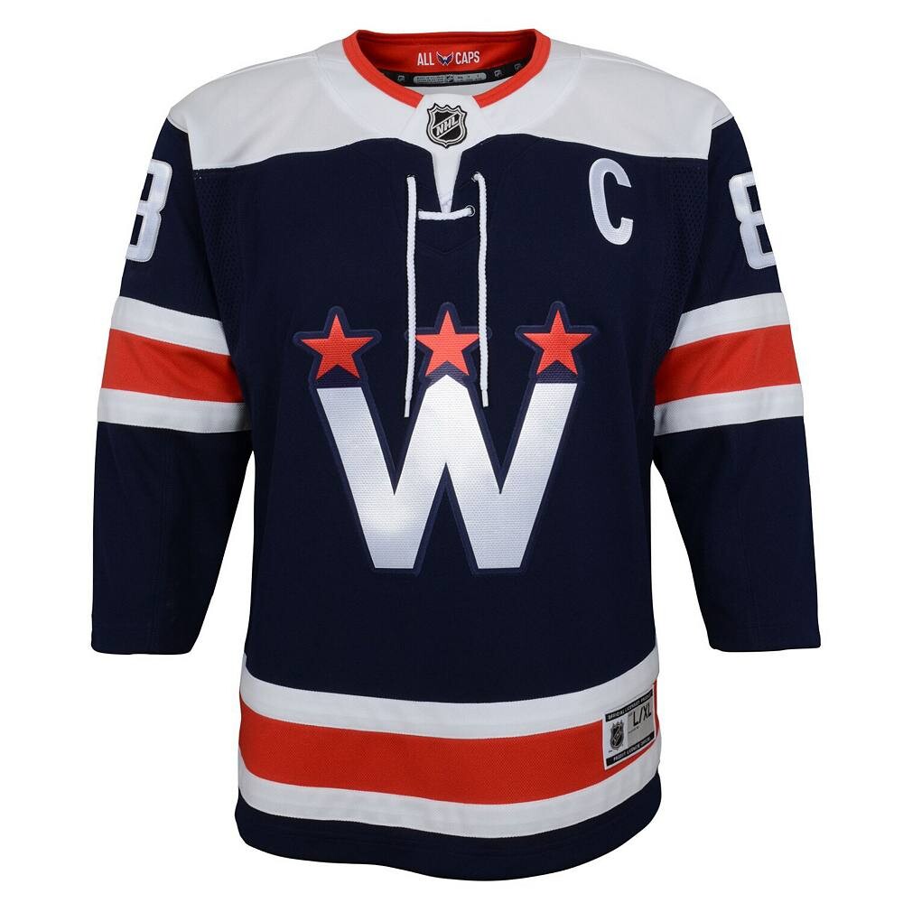 Молодежная майка Александра Овечкина Navy Washington Capitals 2020/21 альтернативного премьер-министра Outerstuff, цвет Cap Navy — фото 3