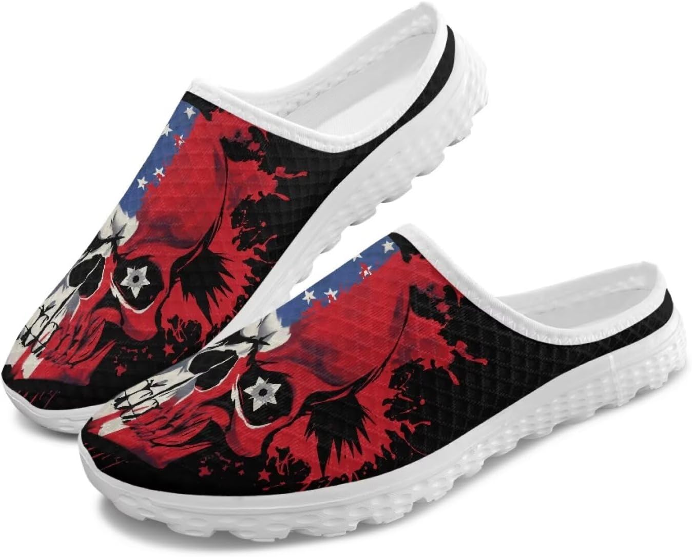 

Мужские сабо из сетки без задника с принтом - дышащие, легкие, противоскользящие, легко надеваются и снимаются, для прогулок и офиса Ocwfudsx, Flag Skull