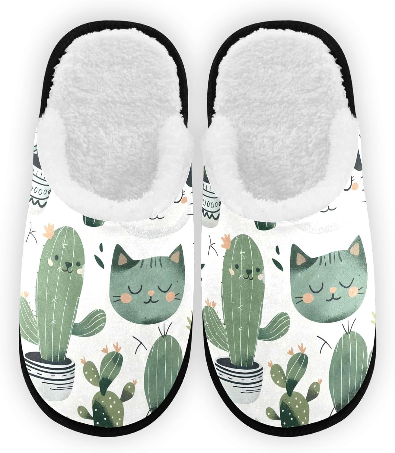 

Мягкие плюшевые тапочки FENOCHE с кактусами для женщин и мужчин, теплые, удобные, для путешествий и СПА, нескользящие домашние тапочки, Multicolor
