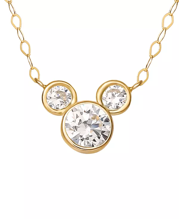 

Ожерелье с подвеской в виде кубического циркония Микки Мауса с цепочкой длиной 15 дюймов из 14-каратного желтого золота Disney, apr