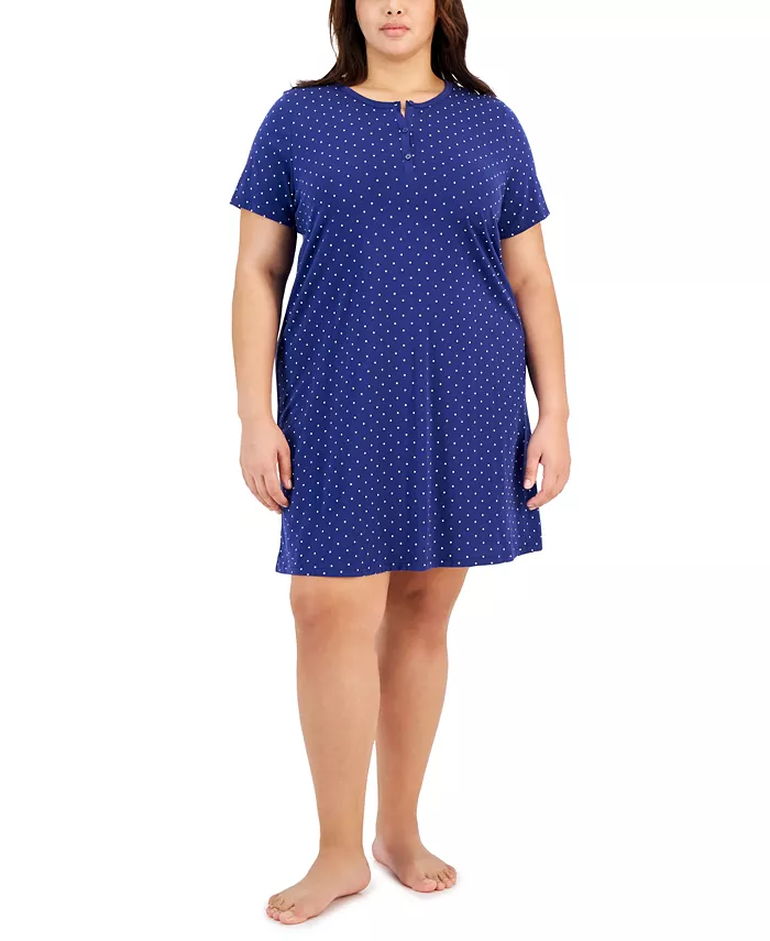 

Свободная ночная сорочка из хлопка с цветочным принтом Ditsy, Plus Size Charter Club, синий