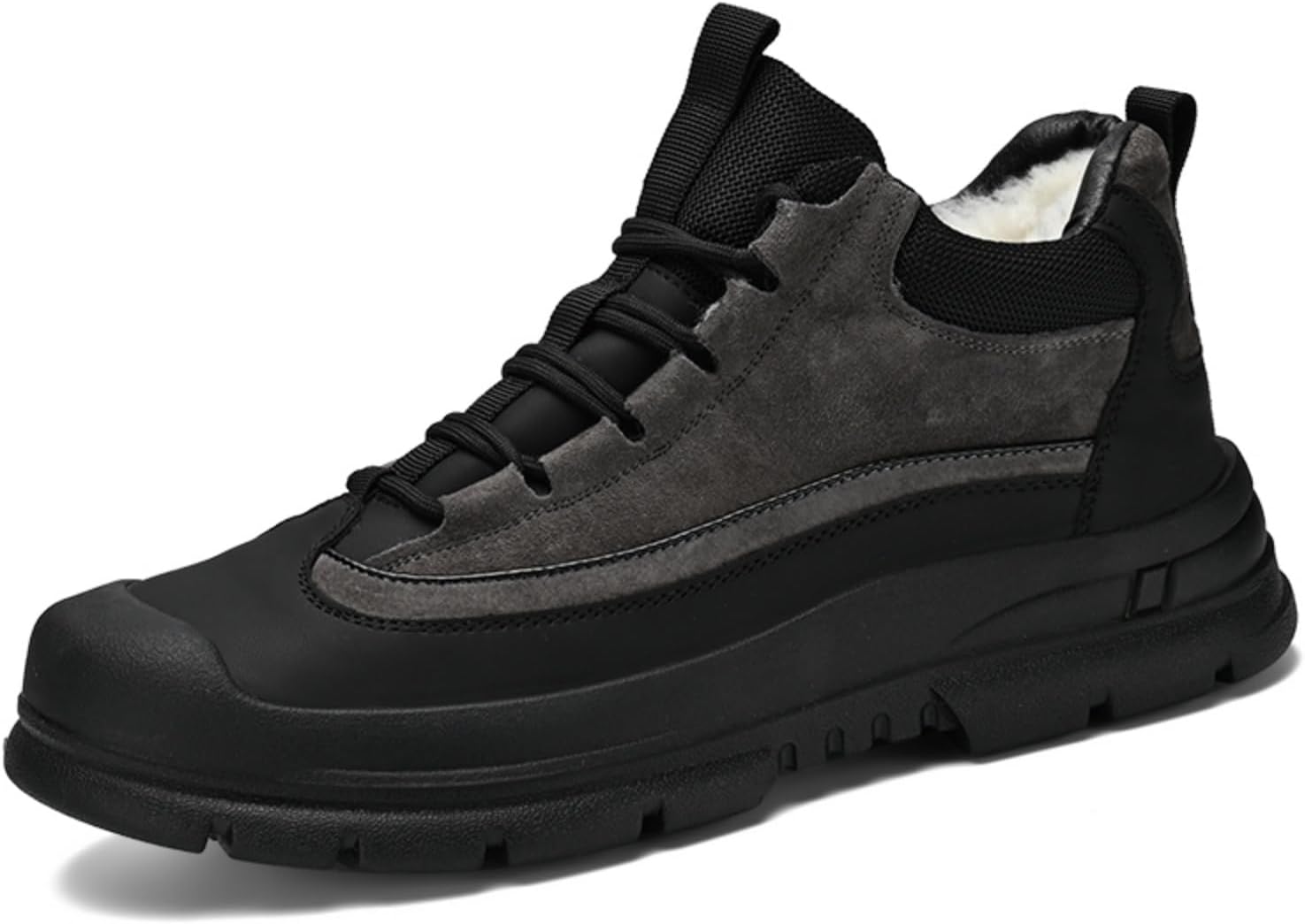 

Мужские зимние ботинки YRZHGDL, кожаные с замшевой отделкой, утепленные мехом, на шнуровке, средней высоты, удобные, легкие, противоскользящие, для зимних походов, городской прогулки, походов в холодную погоду и работы в снегу, серый