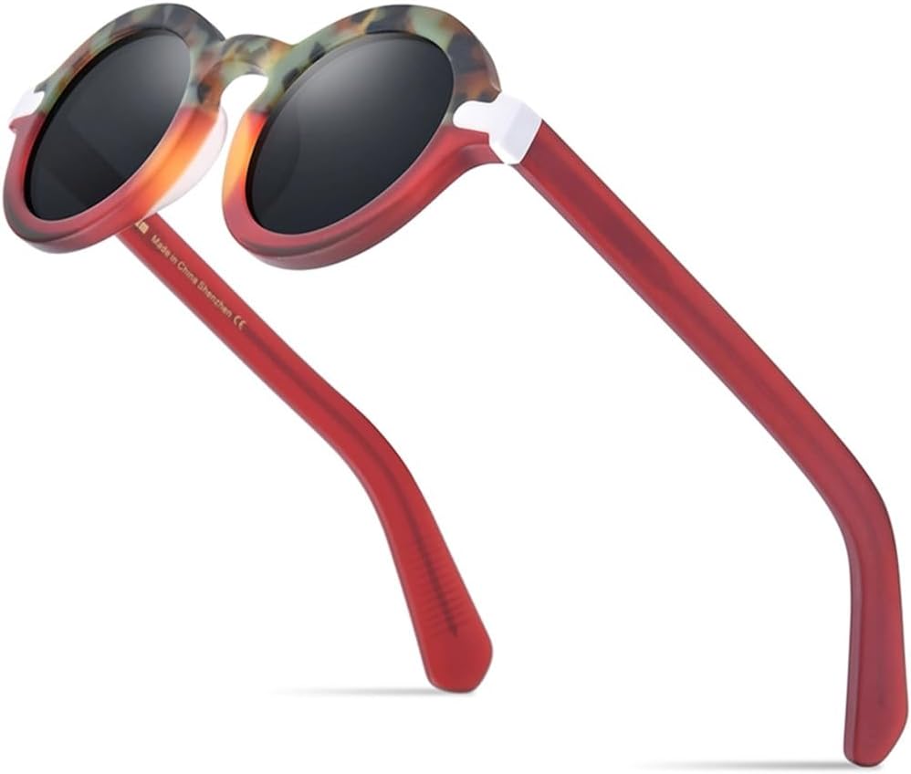 

Матовые поляризованные солнцезащитные очки 2027 из ацетата с защитой от УФ-излучения UV400 для мужчин, модные ретро-винтажные овальные солнцезащитные очки для женщин MTZJH, Matte Red Gray