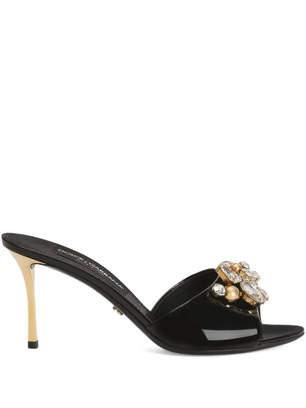 Мюли 75 с кристаллами DOLCE & GABBANA, черный