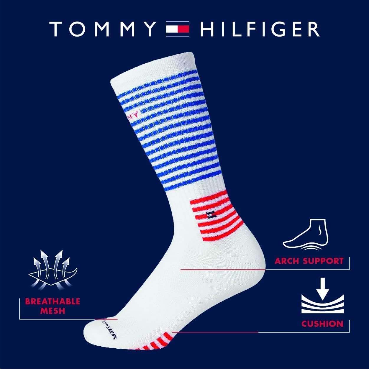 Мужские спортивные носки Tommy Hilfiger - мягкие носки (10 шт.), Black/White/Grey — фото 3