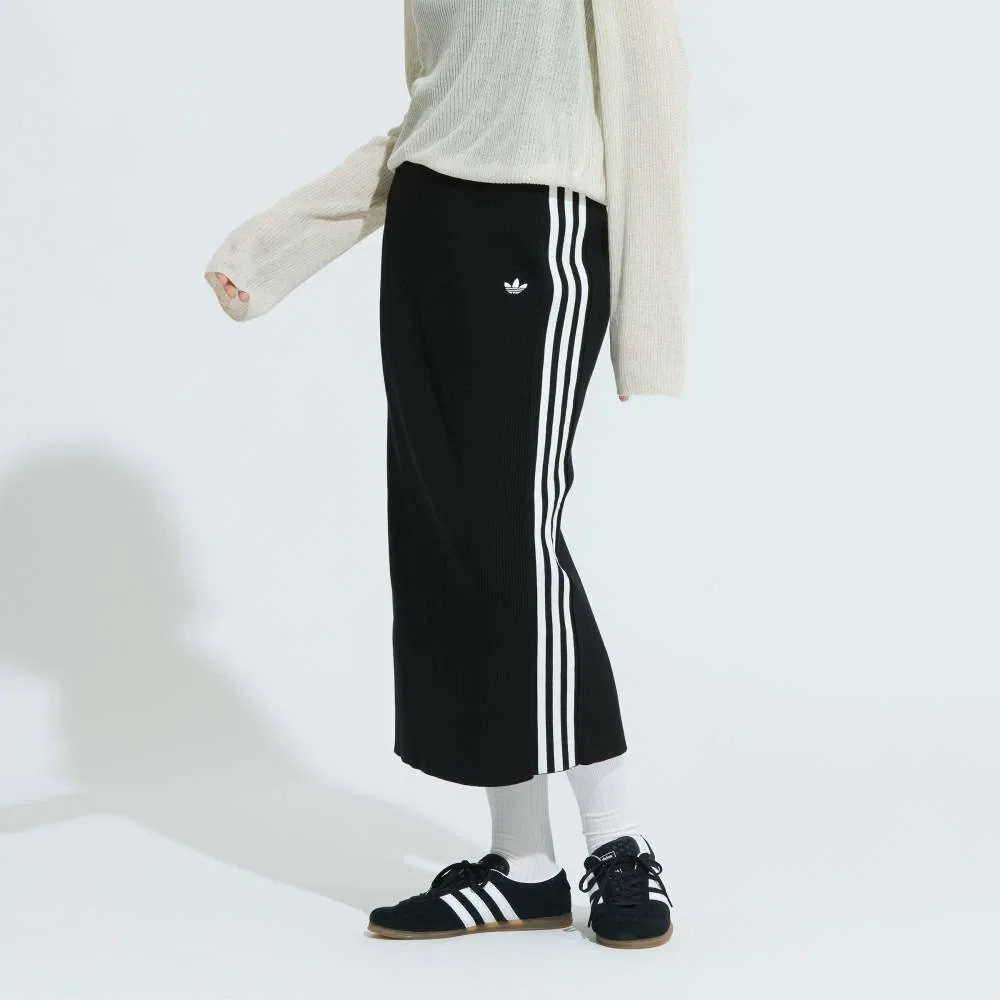 Вязаная юбка Adicolor с тремя полосками Adidas, black