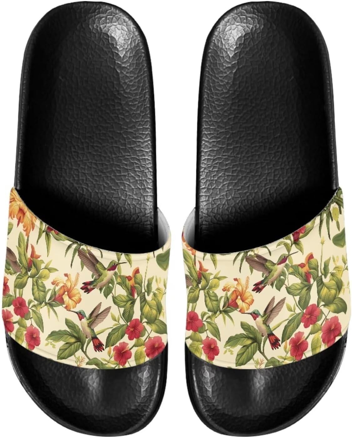 

Сланцы для женщин на плоской подошве с открытым носком, удобные пляжные сандалии, тапочки Judentidos, Hummingbird Floral