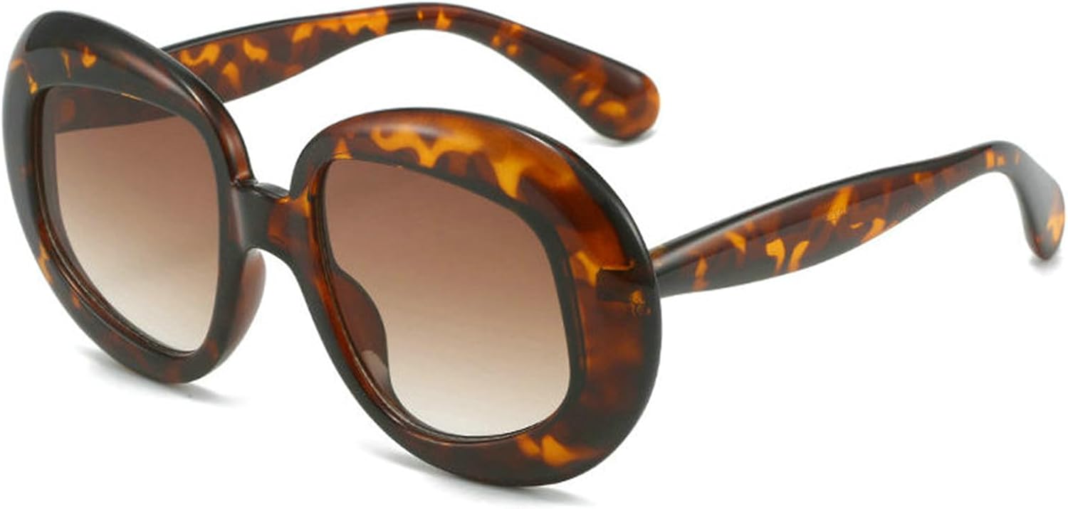 

Солнцезащитные очки Helena Oversized Oval для женщин в стиле ретро, ​​с большой оправой, уникальные солнцезащитные очки, модные винтажные очки с толстой круглой оправой, S65, Leopard