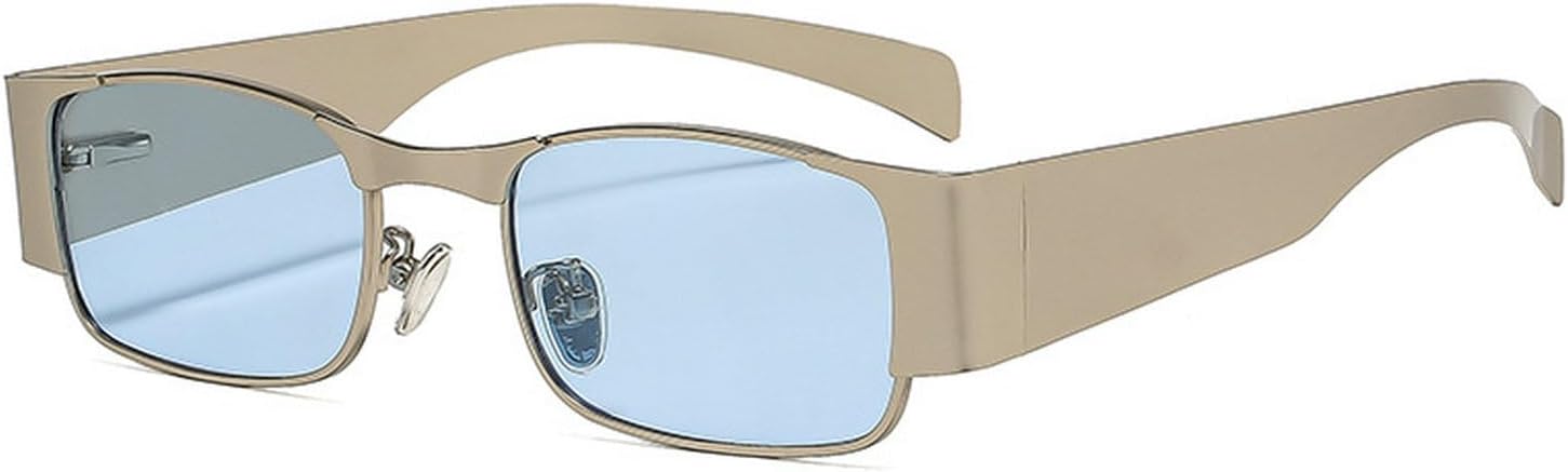 

Laureles Модные винтажные квадратные солнцезащитные очки в стиле Y2k для женщин, металлическая маленькая оправа, солнцезащитные очки для мужчин и женщин с защитой от УФ-излучения UV400, C5