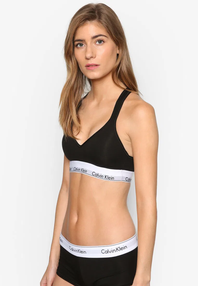 Бюстгальтер-бралетт, приподнимающий, Calvin Klein, Modern Cotton Lift, черный — фото 2