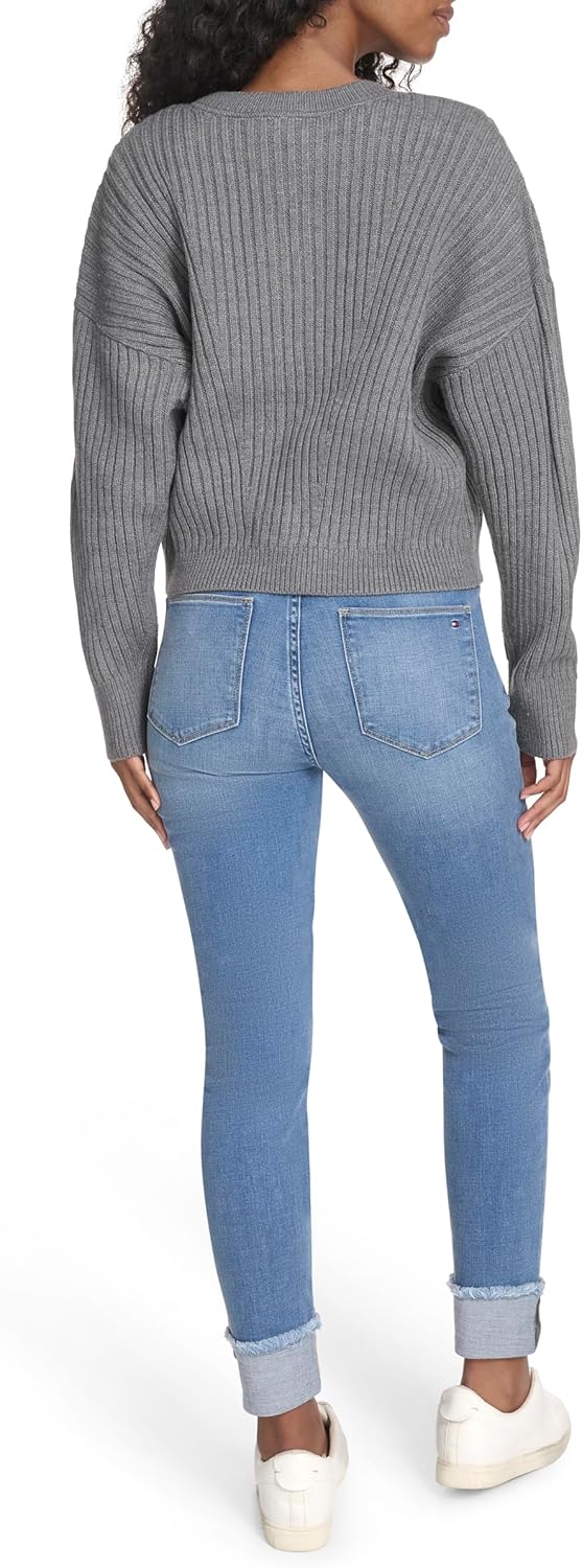 Женский однотонный свитер Bobbi с круглым вырезом Tommy Hilfiger, Fog Heather Grey — фото 4