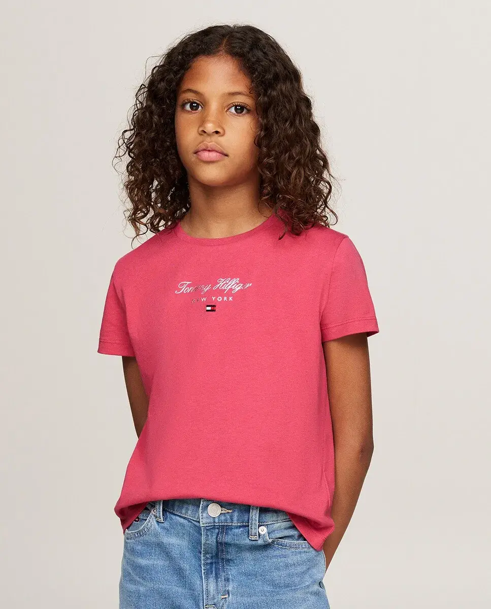 

Футболка для девочки с короткими рукавами и круглым вырезом Tommy Hilfiger, розовый