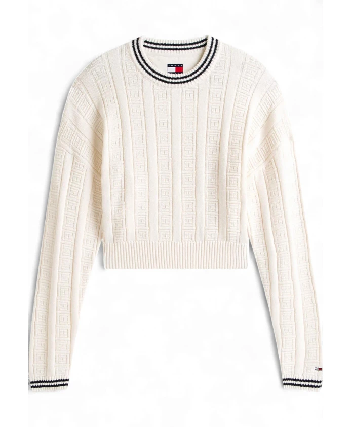 

Свободный джемпер с косами и флагом Tommy Jeans, бежевый