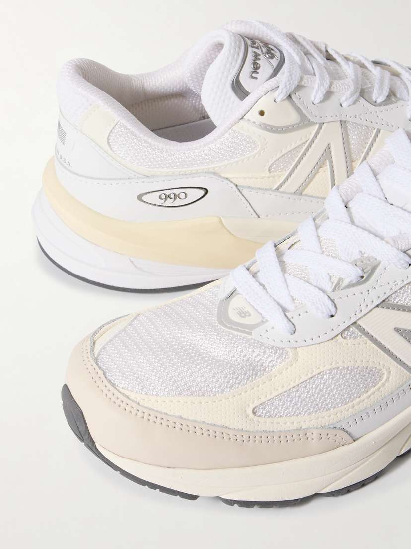 Кроссовки из кожи и сетки 990v6. New Balance, белый — фото 4