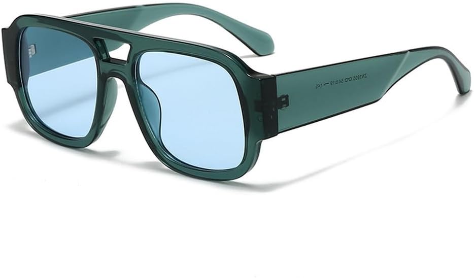 

Модные женские солнцезащитные очки с двойной перемычкой, квадратной формы, конфетного цвета, в стиле ретро, ​​с широкими дужками. Мужские солнцезащитные очки с защитой от УФ-излучения UV400 HYYZZC, Blue Blue