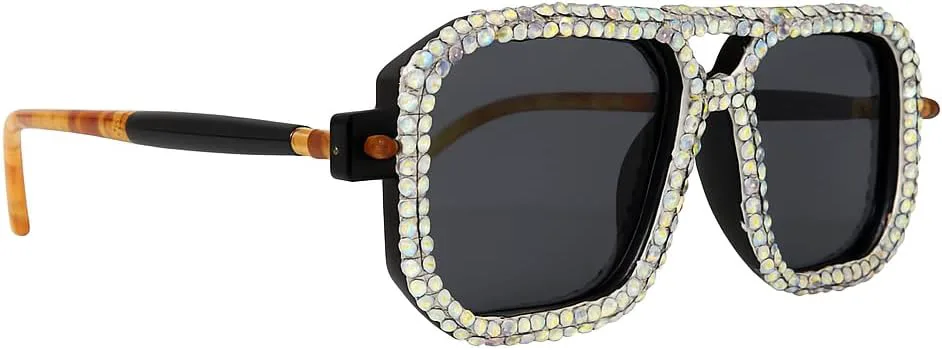 

Женские солнцезащитные очки Bullabulling Bling Rhinestone Pilot в ретро-квадратной оправе, для вождения, путешествий и активного отдыха, с защитой от УФ-излучения, Ab