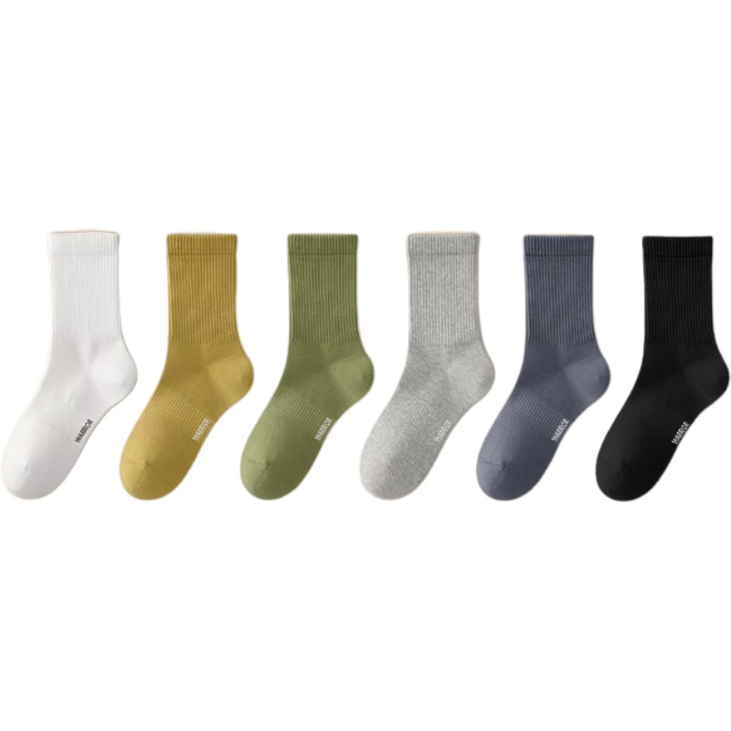 

Носки Crew Unisex 6 Pack WARRIOR, белый+светло-серый+ginger желтый+sage зеленый+cerulean+черный[6 pack]