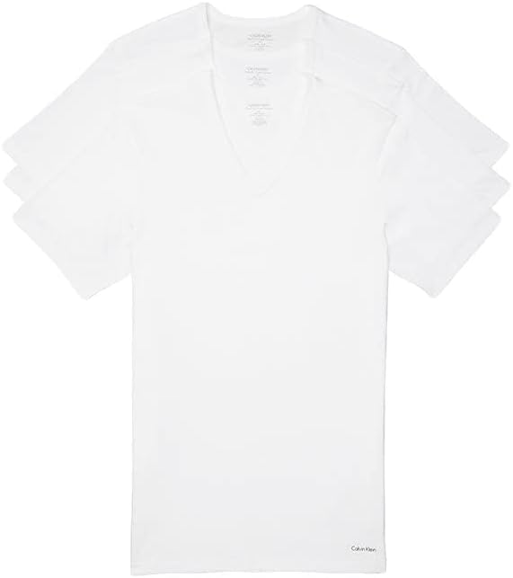 

Комплект из 3 классических узких мужских маек Calvin Klein из хлопка, 3 White - Vneck
