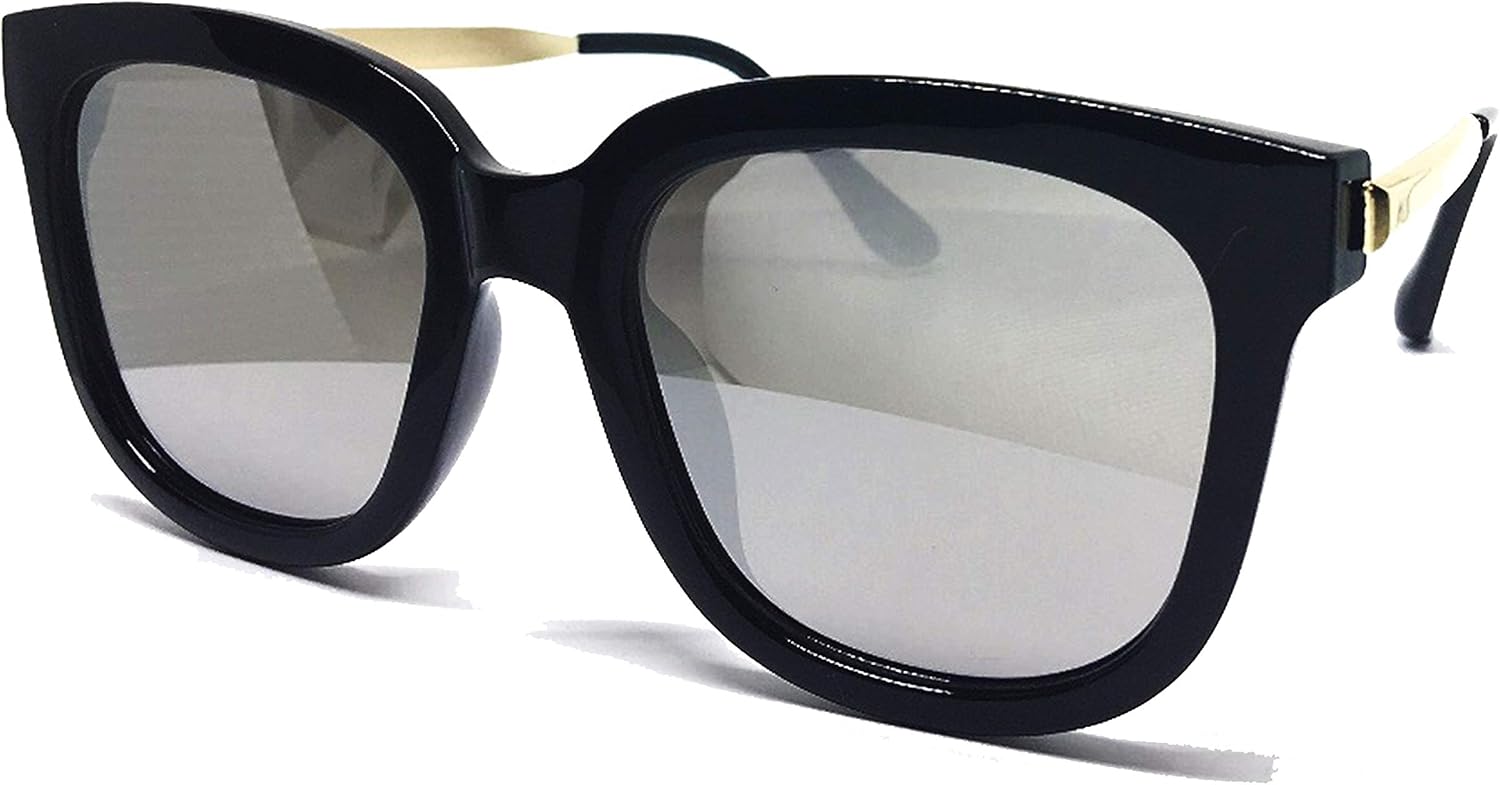 

5003 Премиальные солнцезащитные очки большого размера для женщин и мужчин, с зеркальными линзами, в стиле фанк (металлические дужки, золотистые дужки, черный/серебристый) O2 eyewear, Gold,silver