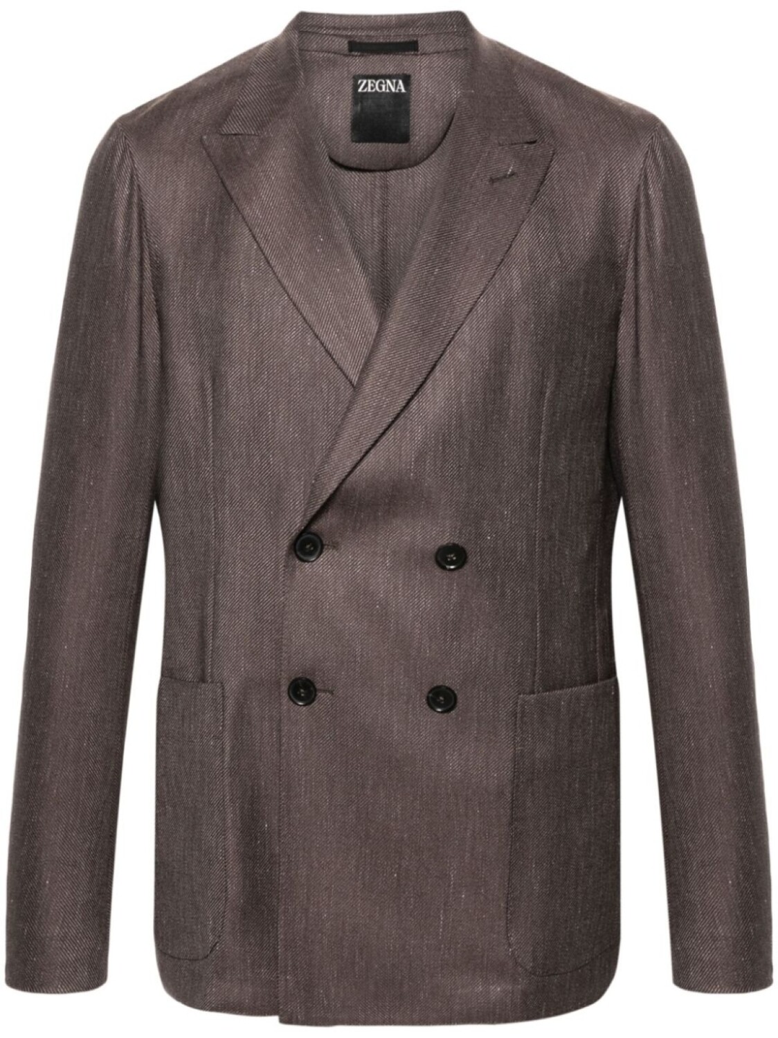 

Zegna твиловый двубортный пиджак, коричневый