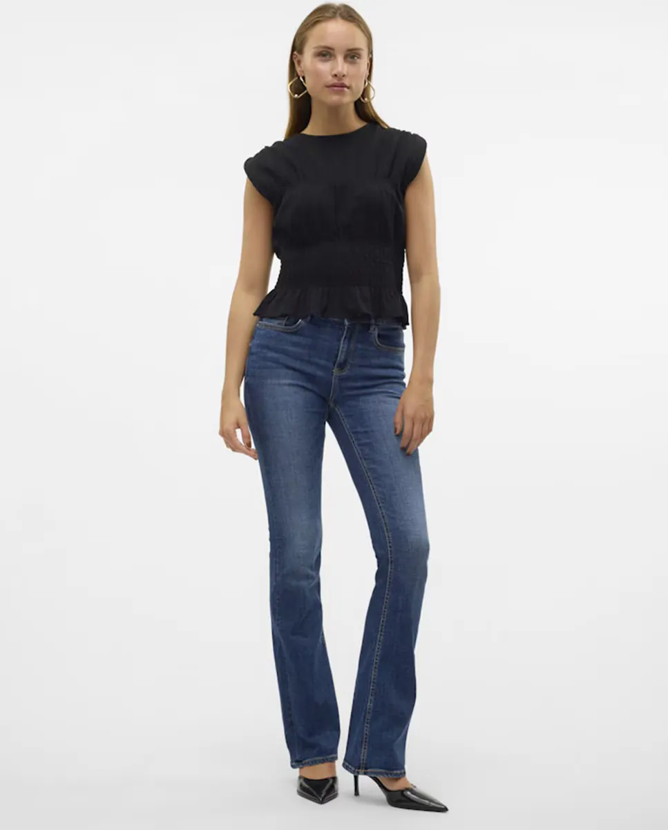 

Женские темные расклешенные джинсы Vero Moda, синий индиго