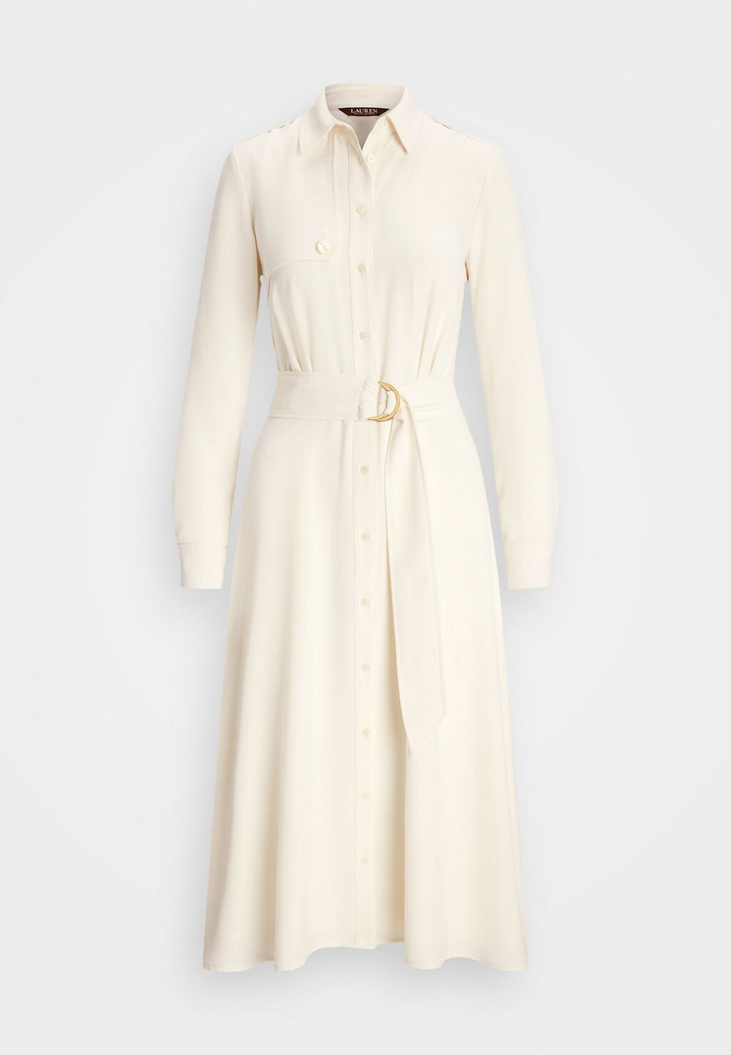 

Платье-рубашка BELTED DOUBLE-FACED GEORGETTE SHIRTDRESS Lauren Ralph Lauren, молочный