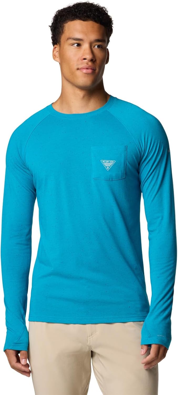 

Columbia мужская футболка PFG Uncharted Neps с длинным рукавом, Blue Echo