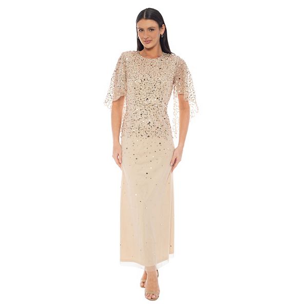 

Женское платье с бусинами и рукавами-крылышками Oleg Cassini