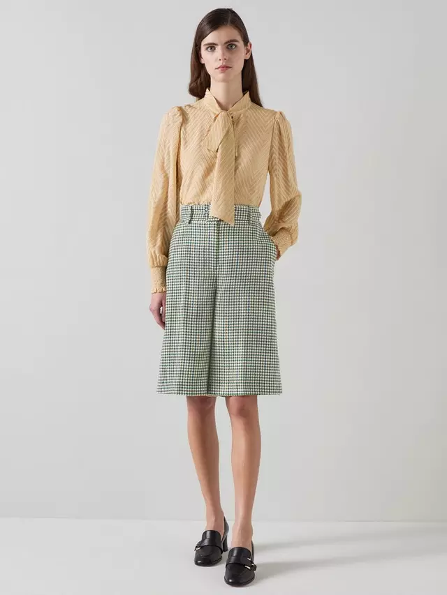 

Шорты L.K.Bennett Daphne Houndstooth Wool, цвет green/cream