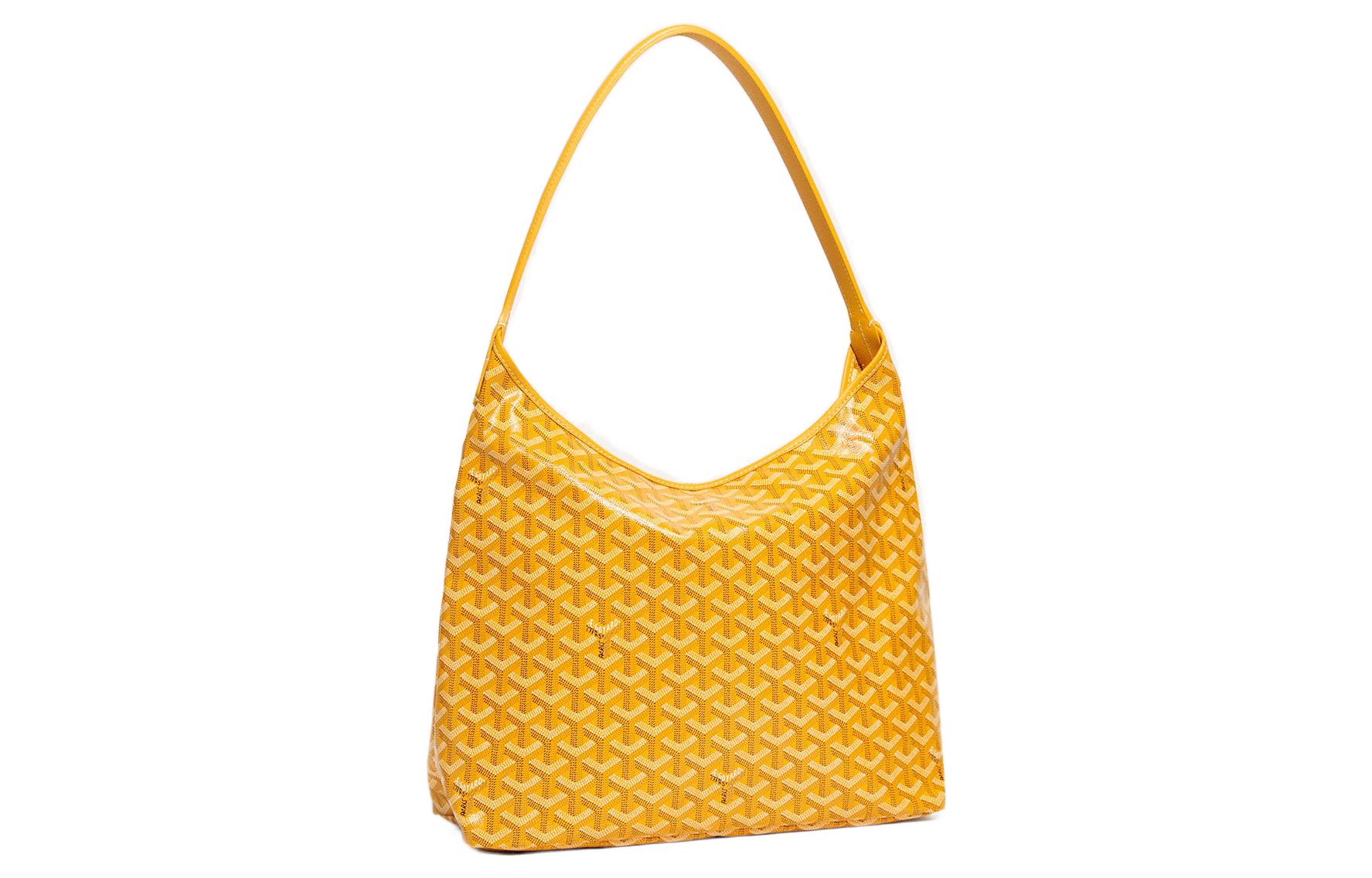 

GOYARD Богемская холщовая сумка хобо с кожаной отделкой Женская желтая
