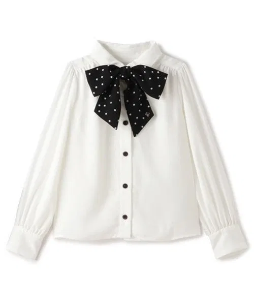 Детская блузка в горошек Kate Spade New York Kids с бантом белая — фото 3