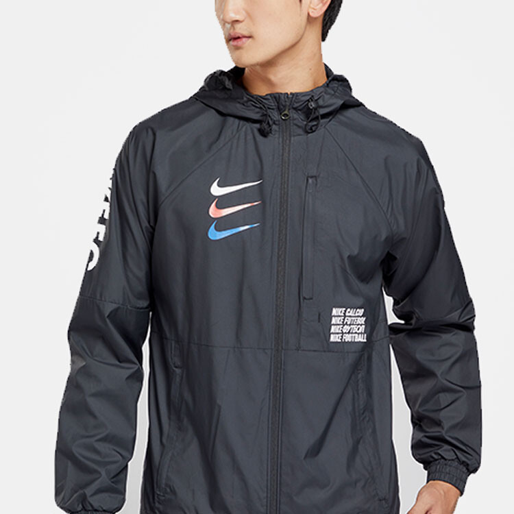 

Куртка мужская Nike ветровка с капюшоном и принтом, черный