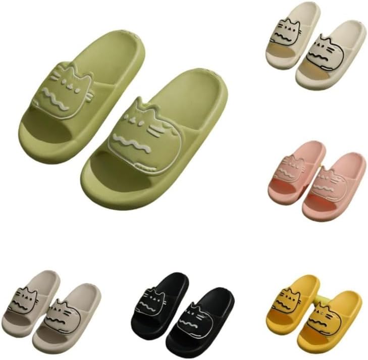 

Милые тапочки ALBIVA с котиком для женщин, легкие, антискользящие, на каблуке, для дома, улицы и ванной, кавайные подарки для женщин и мужчин, зеленый