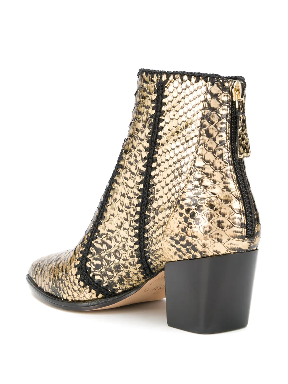 Ботинки с тиснением под кожу крокодила Alexandre Birman, золотой — фото 3