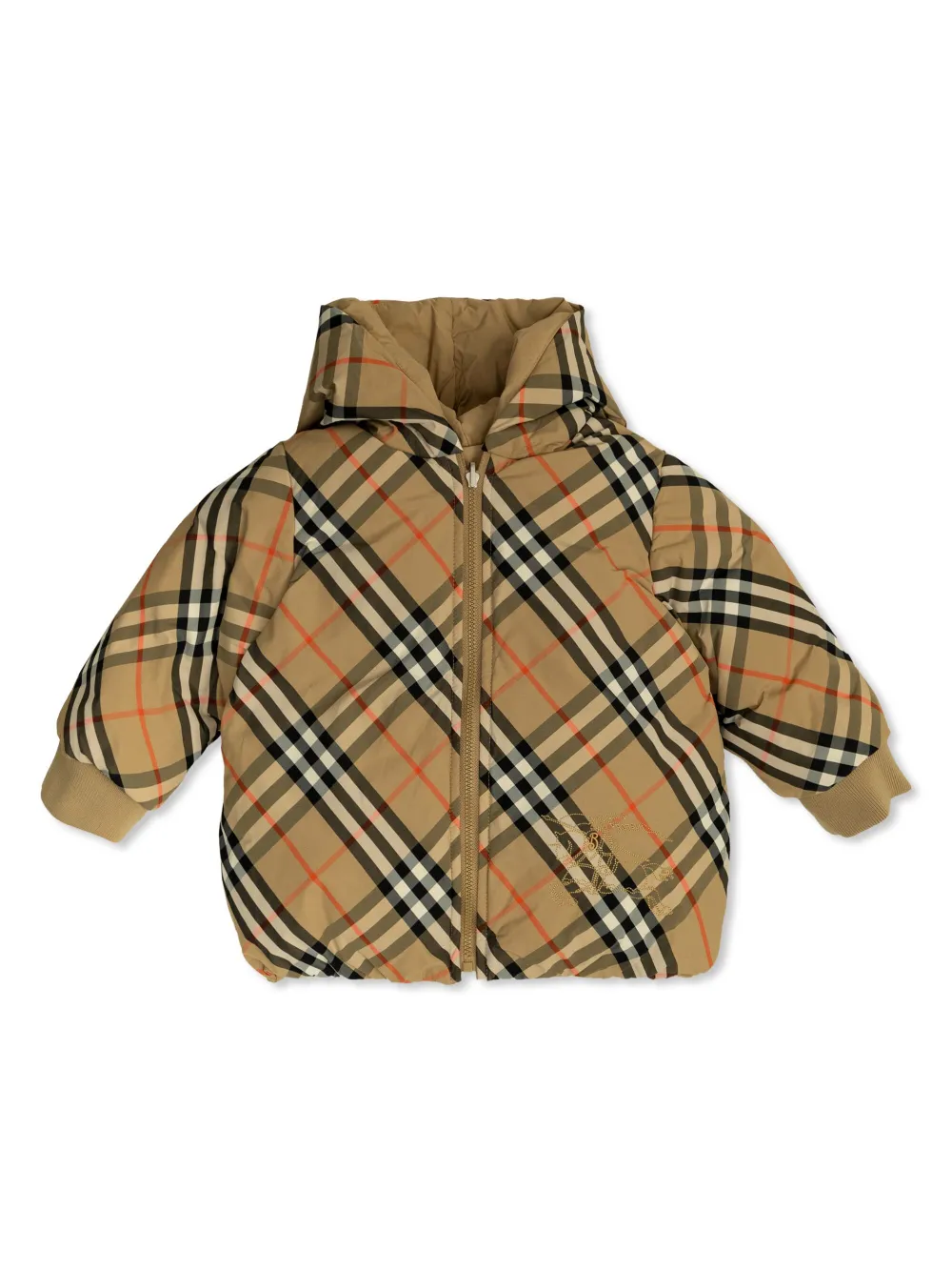 

Пуховик в клетку BURBERRY KIDS, нейтральный