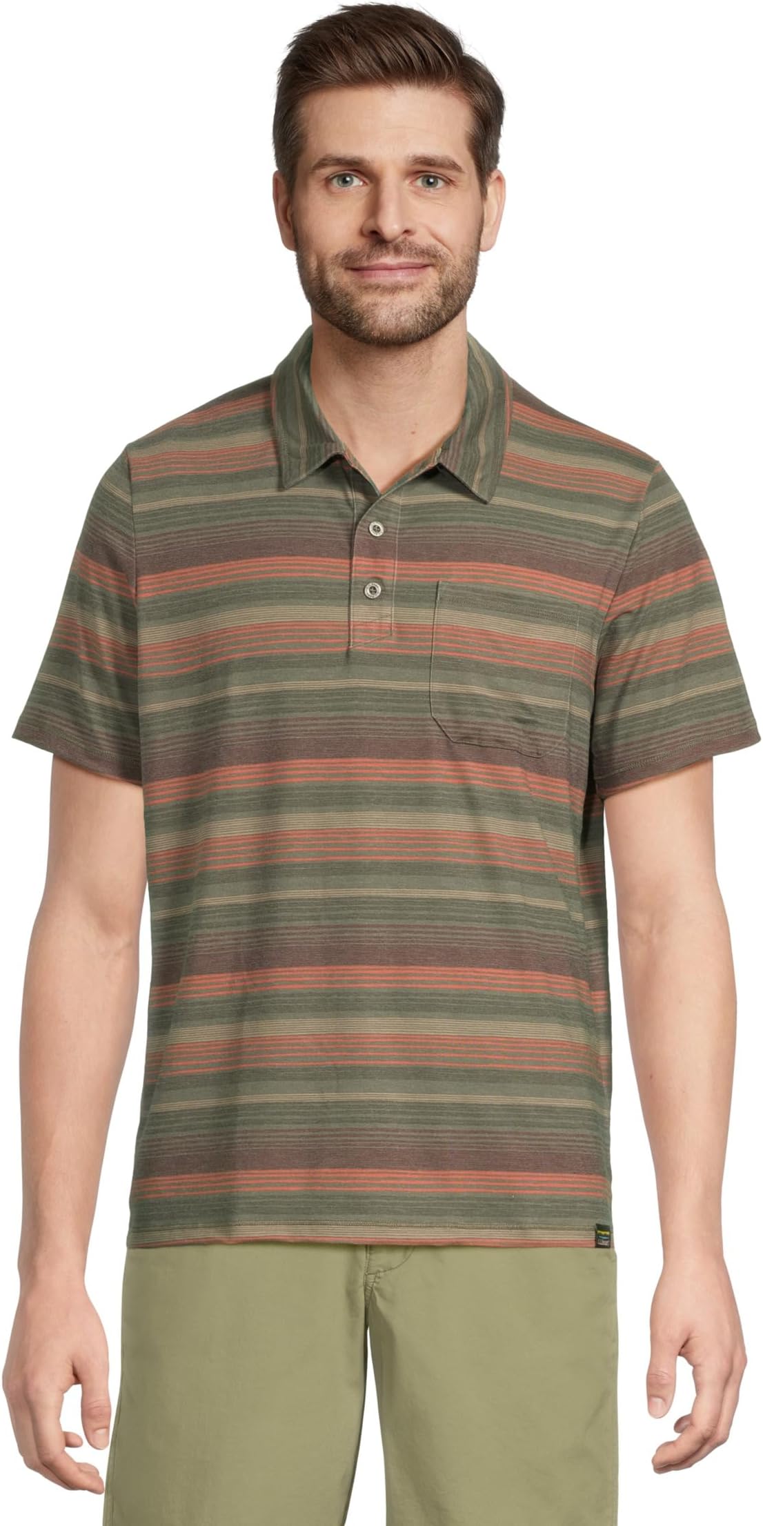 

Футболка L.L.Bean Everyday SunSmart Polo 2.0, Short-Sleeve, Stripe, цвет Dusty Olive Stripe