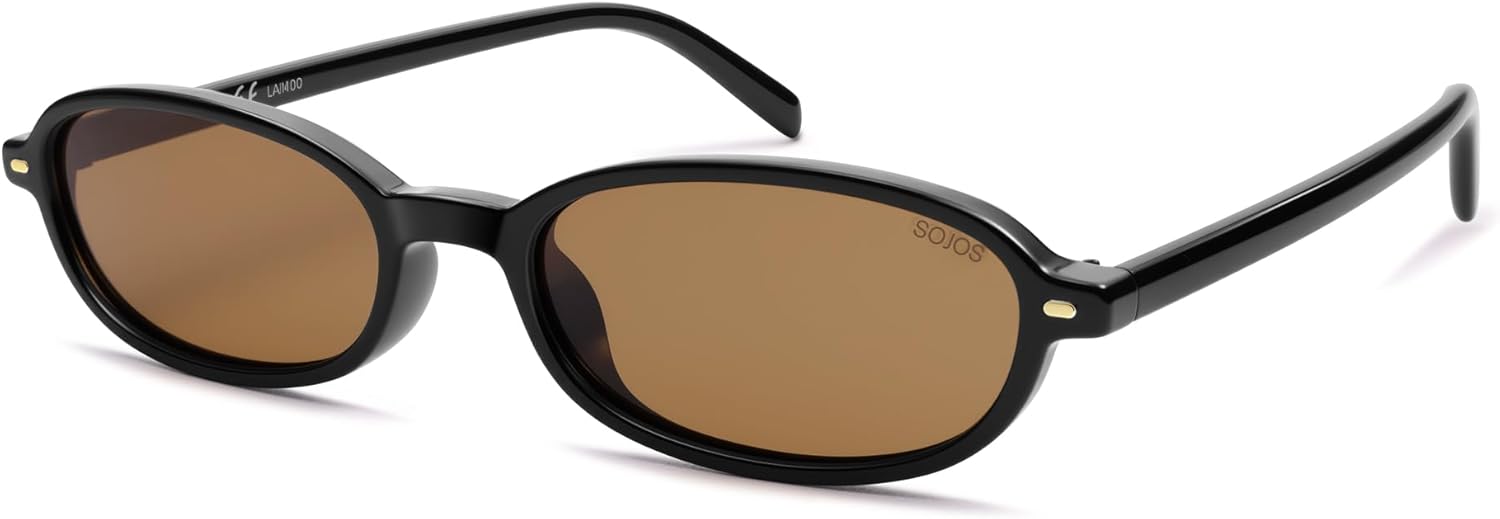 

Солнцезащитные очки SOJOS Retro с поляризацией, прямоугольной и овальной формы, для женщин и мужчин, модные, миниатюрные, в тонкой оправе, с защитой от УФ-излучения UV400, модель SJ2668, Black/Brown