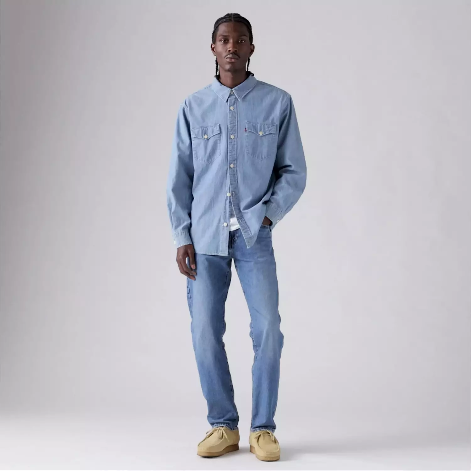 Мужские джинсы зауженного кроя 502 Levi's, цвет Come Closer - Medium Wash - Stretch — фото 4