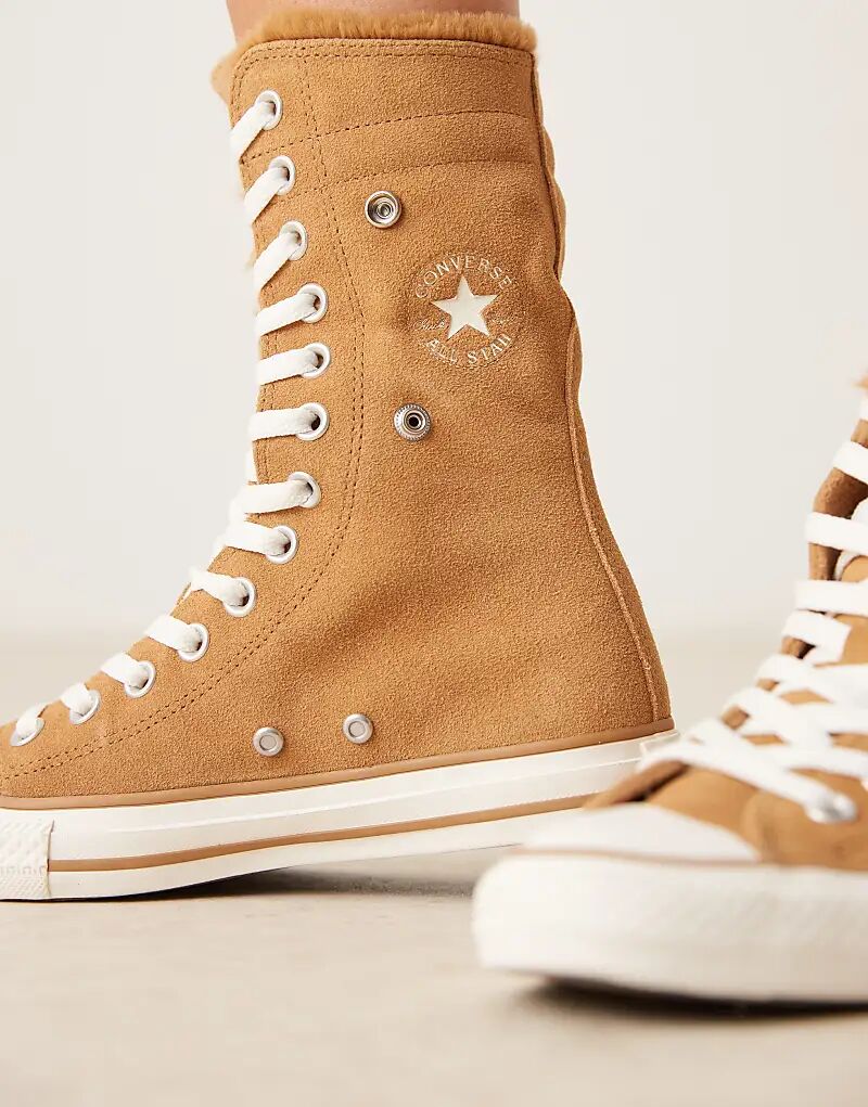 Кроссовки Converse Chuck Taylor All Star с застежкой-молнией и искусственным мехом, коричневые — фото 4