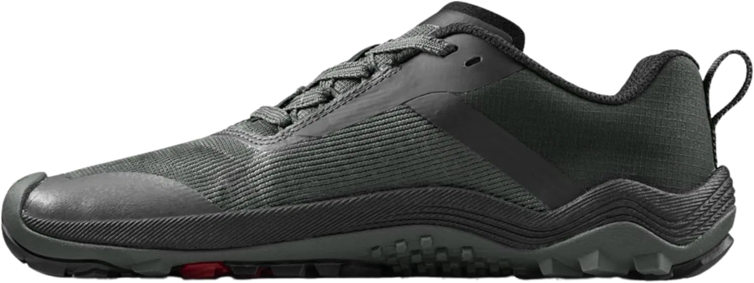 VIVOBAREFOOT Primus Trail Flow Мужские низкие беговые кроссовки из замши и текстиля на плоской подошве с резиновой подошвой, Dark Shadow