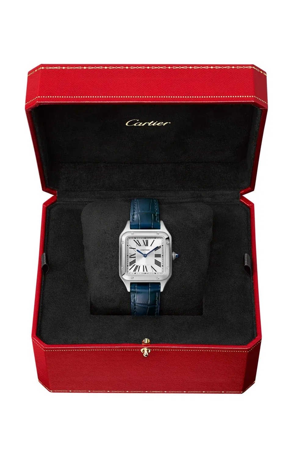 SANTOS DUMONT МОДЕЛЬ МАЛЕНЬКАЯ, СТАЛЬ, КОЖА АЛЛИГАТОРА - WSSA0023 - WSSA0023 CARTIER, черный — фото 3