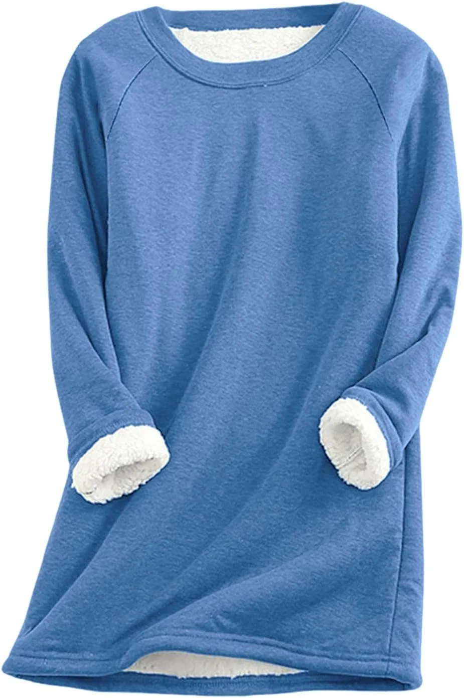 Блуза, длинная, Women's Fleece-Lined Sweatshirt, синий — фото 2