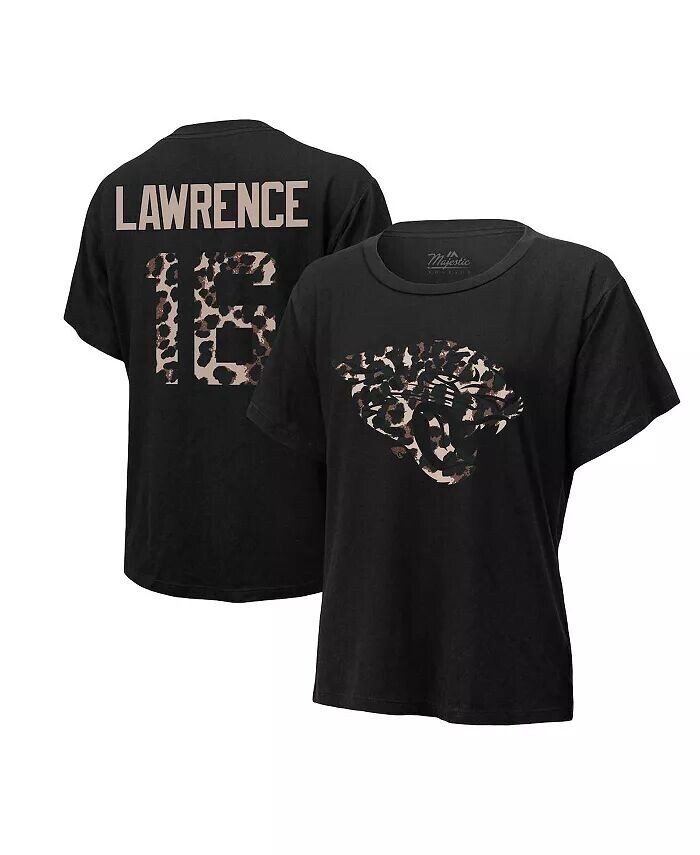 

Женская футболка Trevor Lawrence Black Jacksonville Jaguars Leopard с именем и номером игрока Tri-Blend Majestic