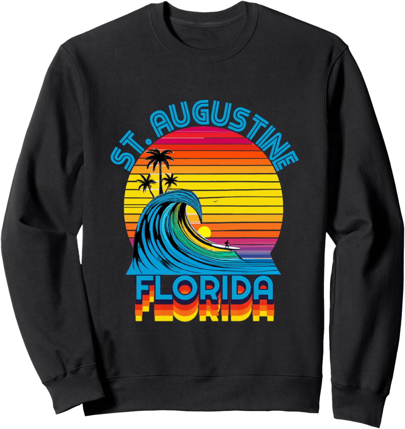 

Ретро-толстовка в стиле серфинга и пляжа, Сент-Огастин, Флорида St. Augustine Retro Beach Accessories, черный