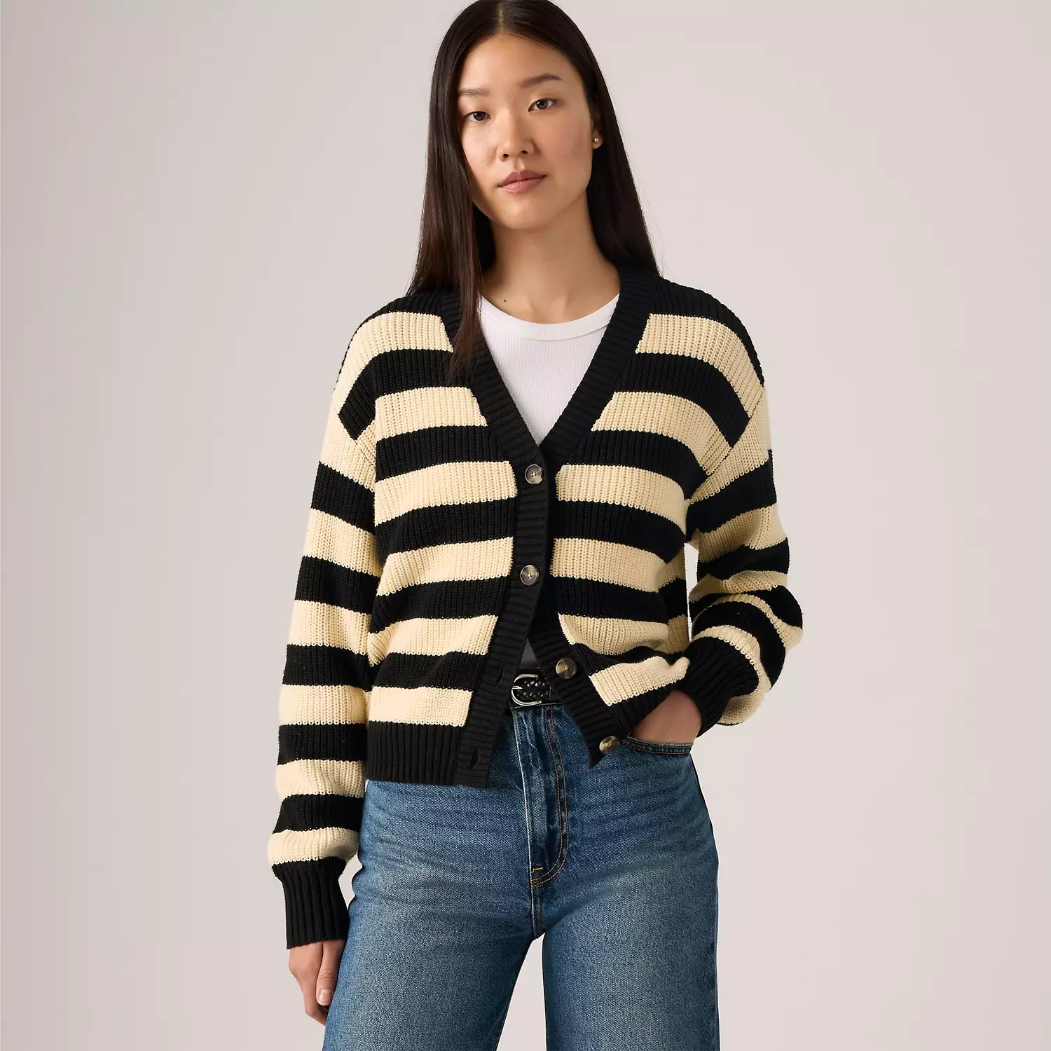 

Кардиган со снежинками Levi's, цвет Butterfly Stripe Caviar - Black