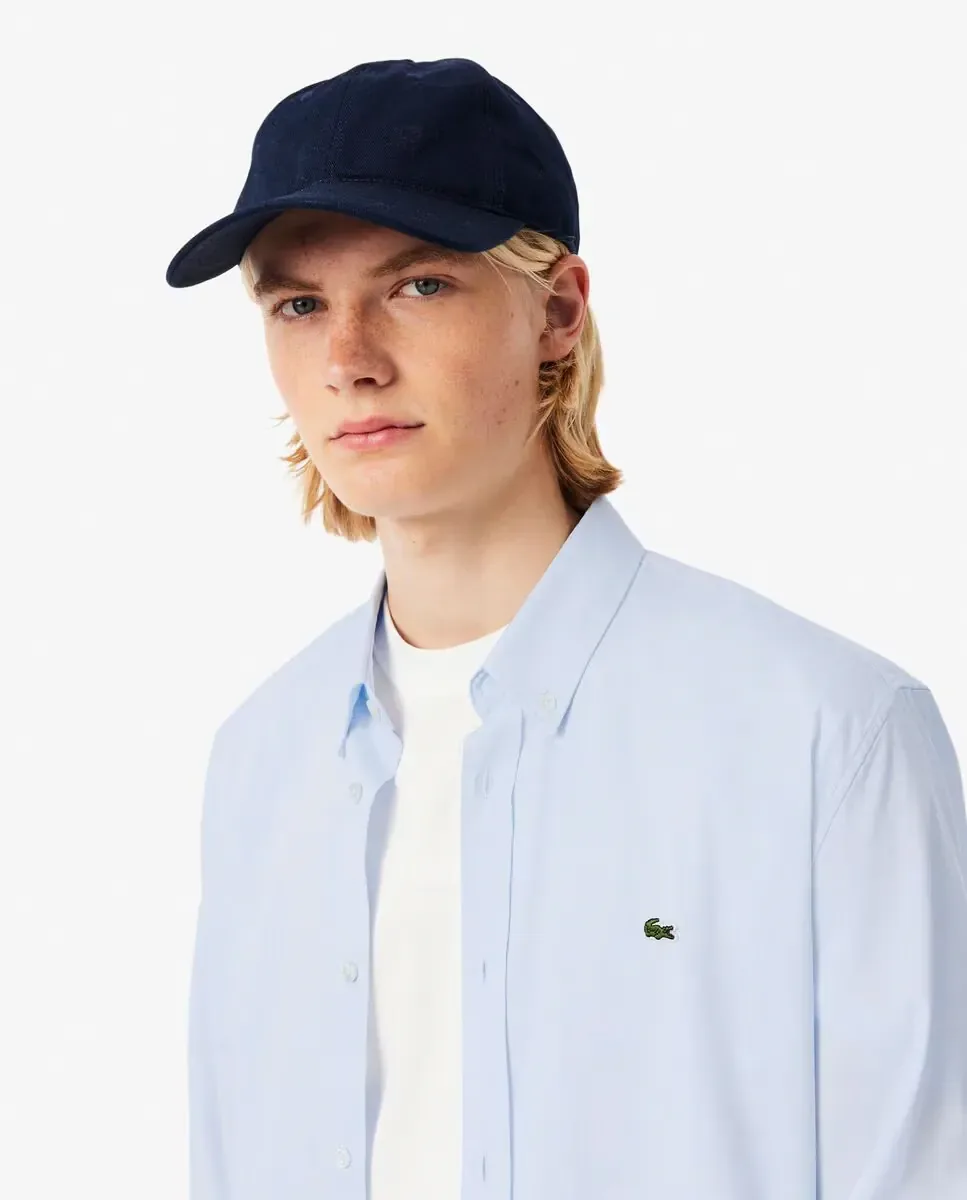 Мужская рубашка прямого кроя из премиального хлопка с длинным рукавом Lacoste, светло-голубой — фото 3