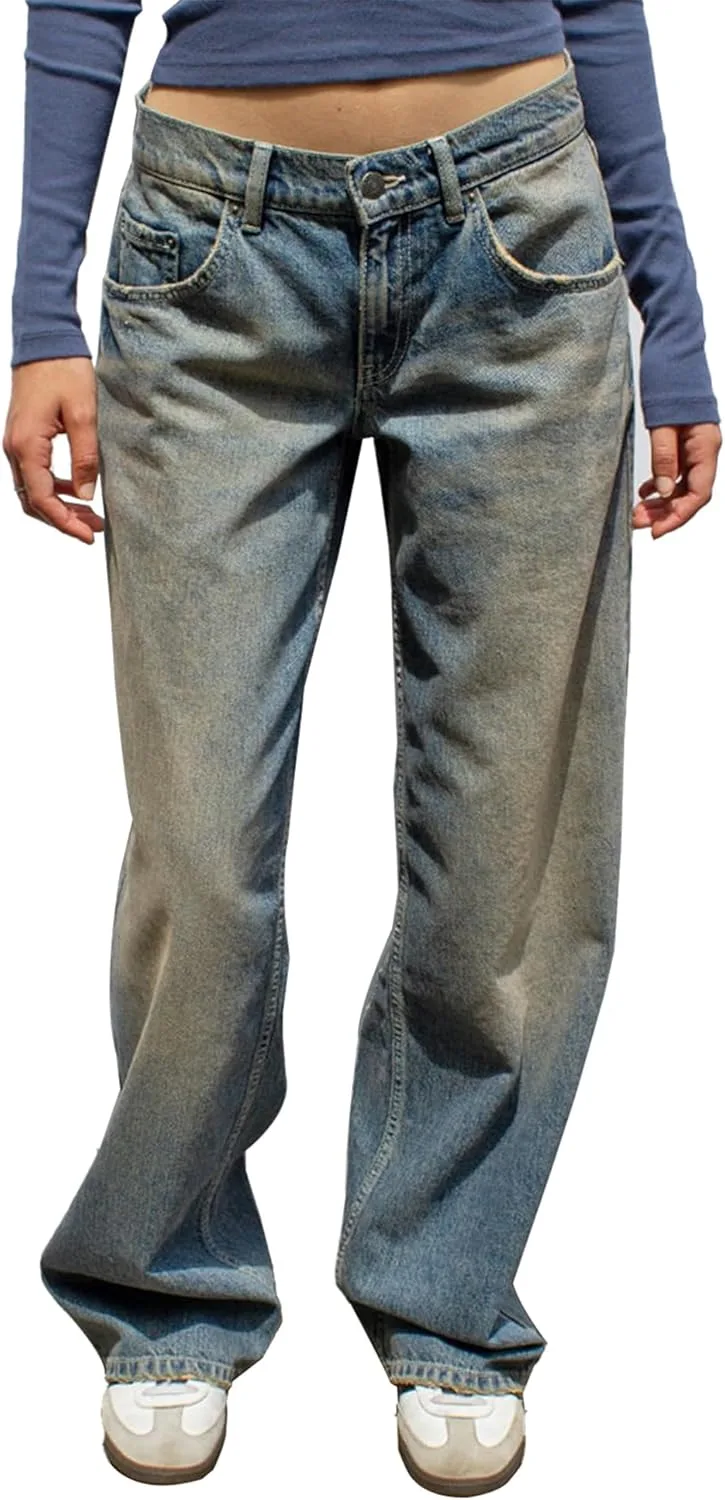 

Женские широкие джинсы baggy low waisted straight leg в стиле Y2K Fiacafyo